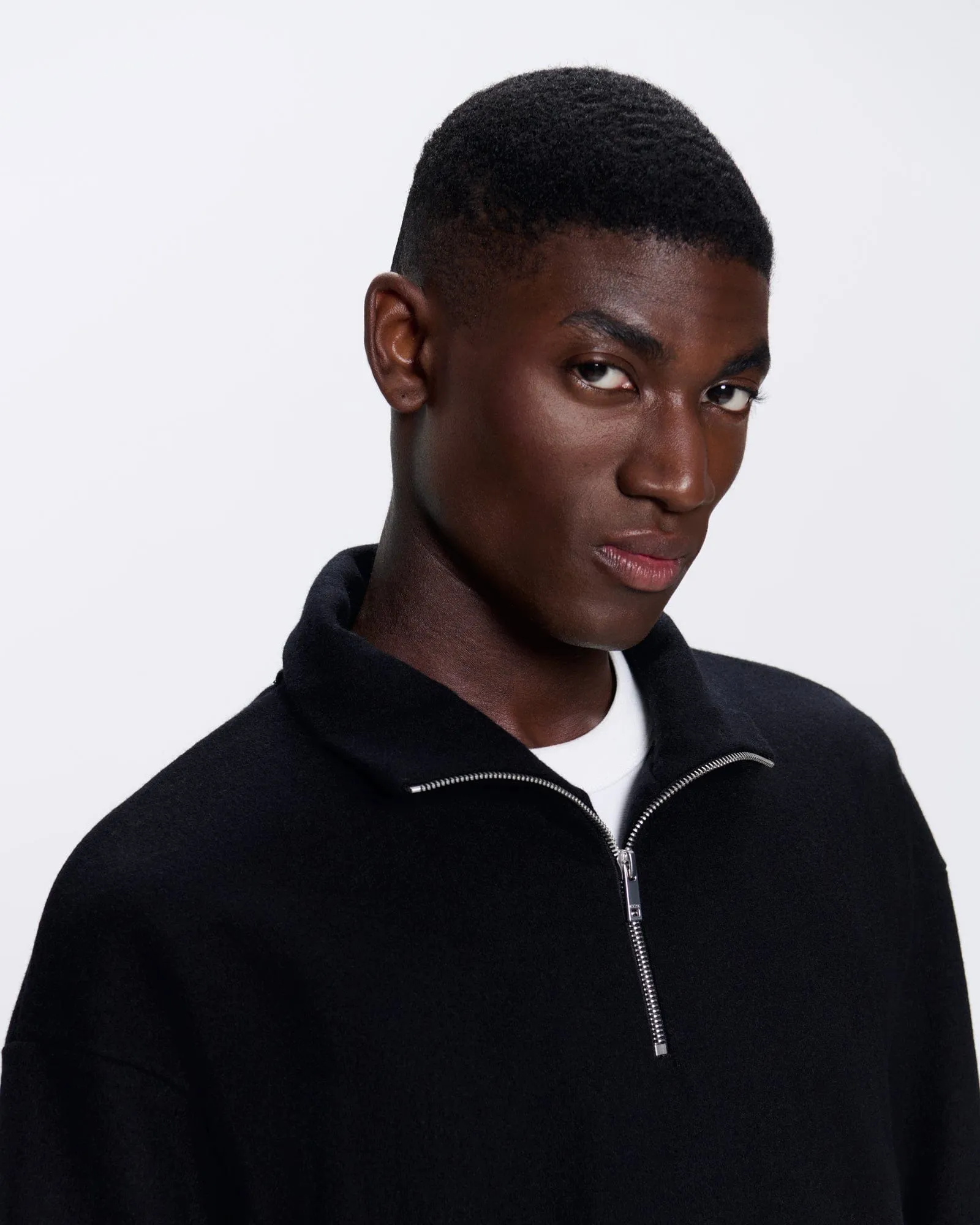 Men's Recycled Wool Jersey Half-Zip Sweater—black sold by Pangaia product image thumbnail 4