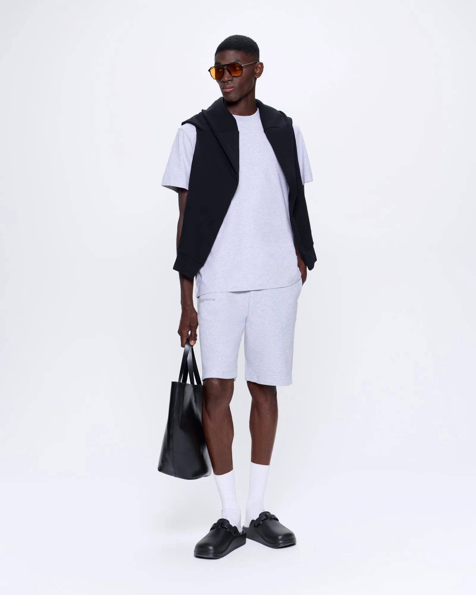 Mens 365 Midweight Long Shorts—grey marl sold by Pangaia