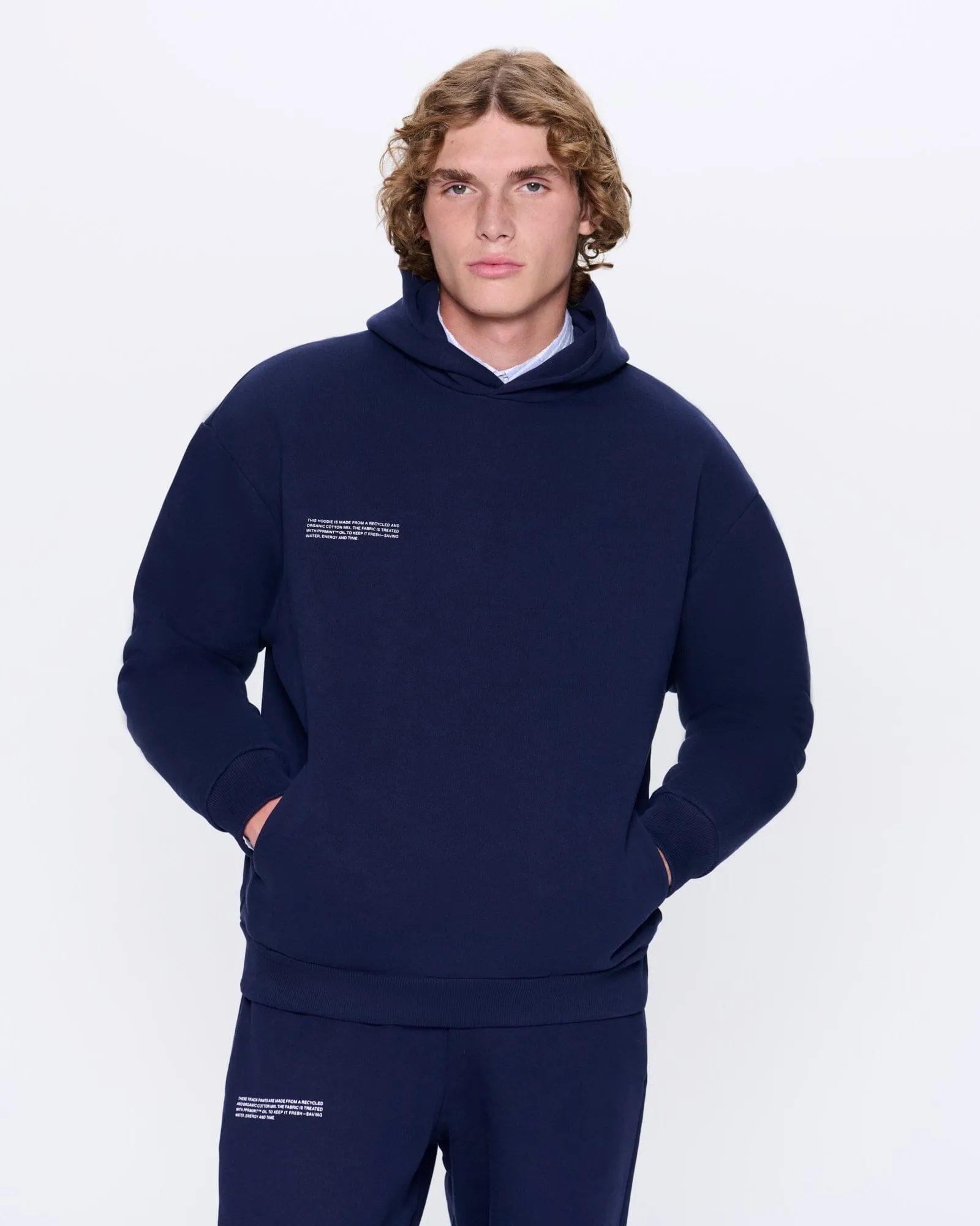 Mens 365 Heavyweight Hoodie—navy blue sold by Pangaia