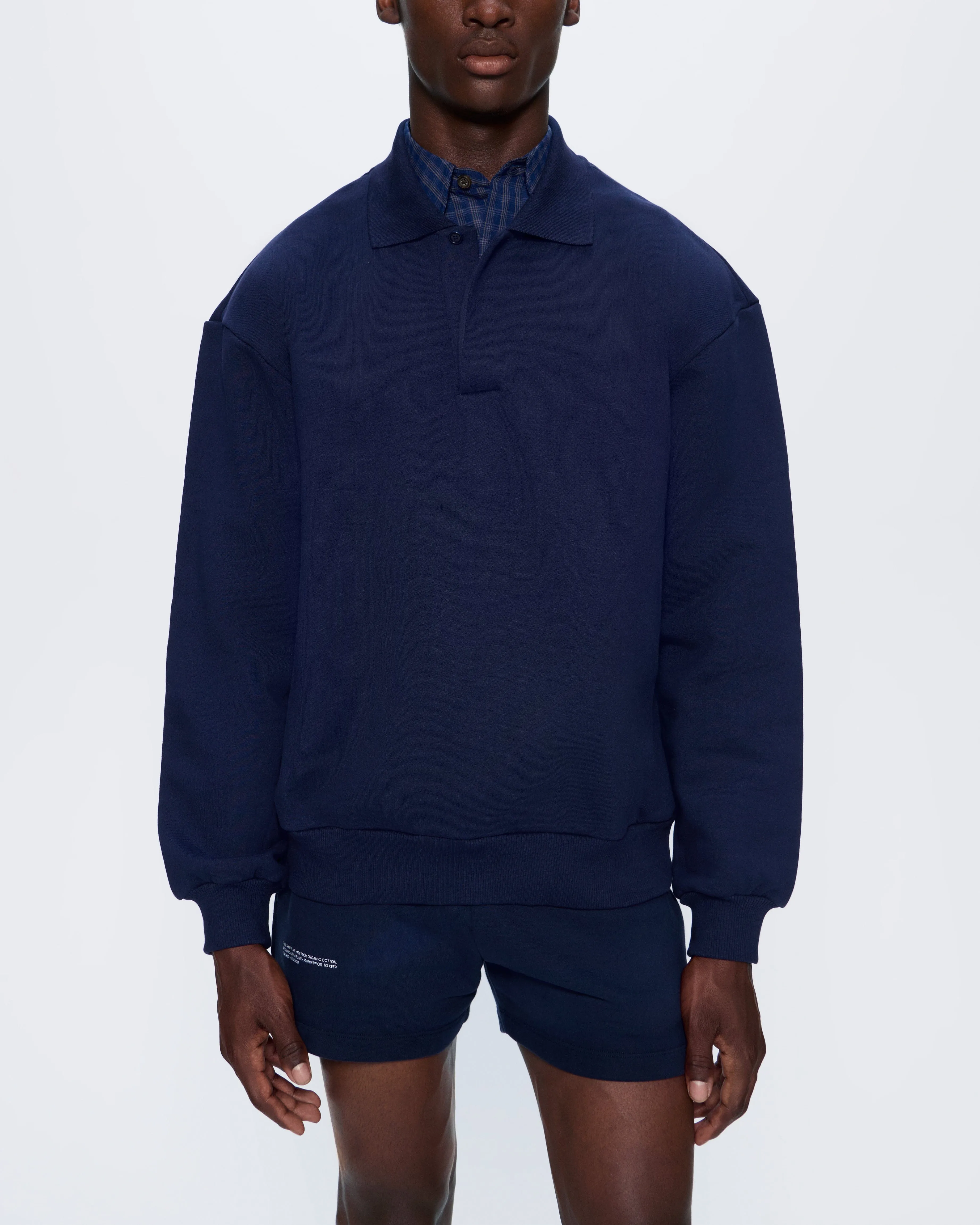 Mens DNA Heavyweight Polo Sweatshirt—navy sold by Pangaia product image thumbnail 4