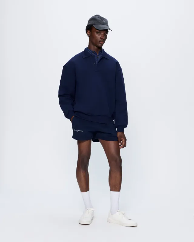 Mens DNA Heavyweight Polo Sweatshirt—navy sold by Pangaia