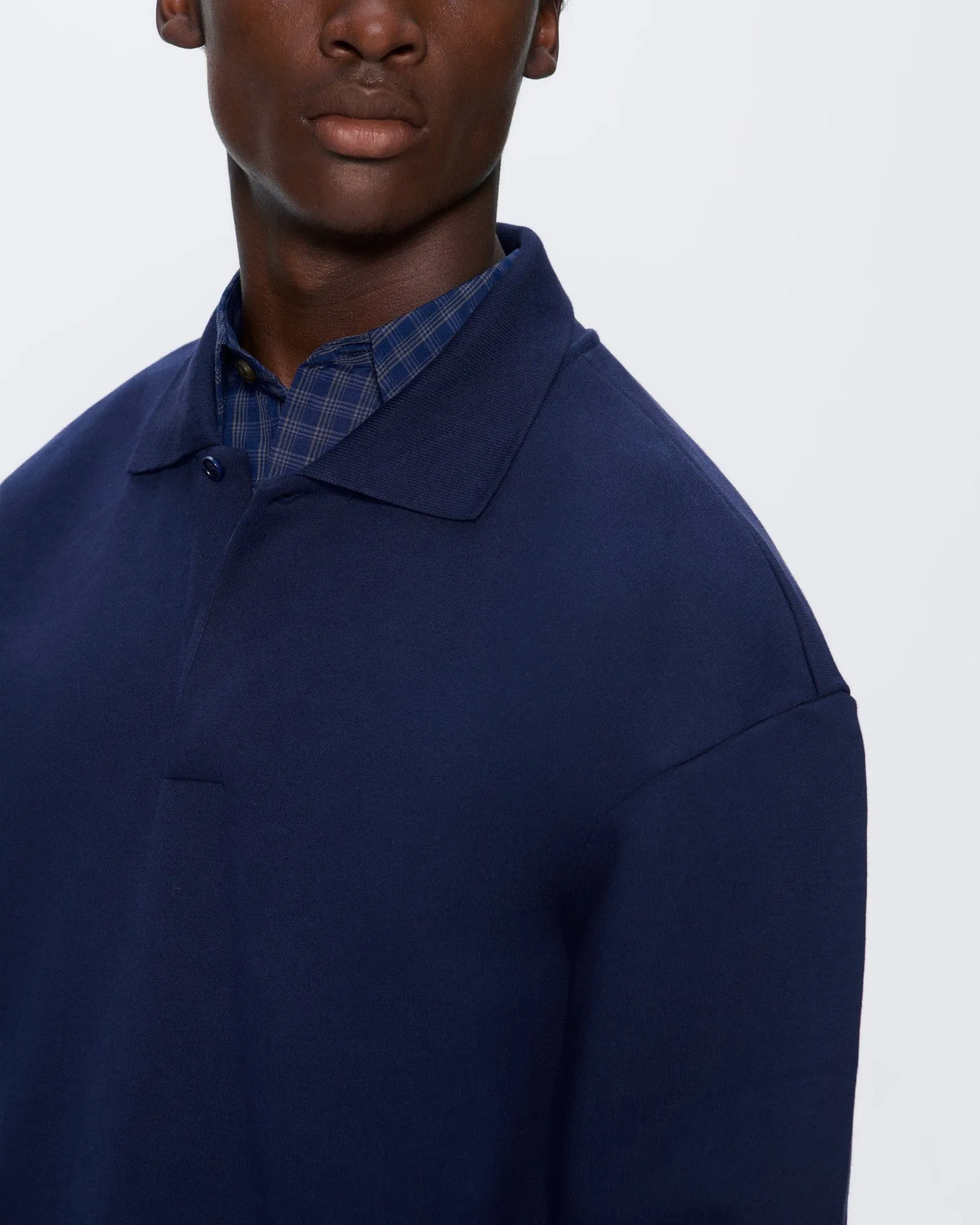 Mens DNA Heavyweight Polo Sweatshirt—navy sold by Pangaia product image thumbnail 3
