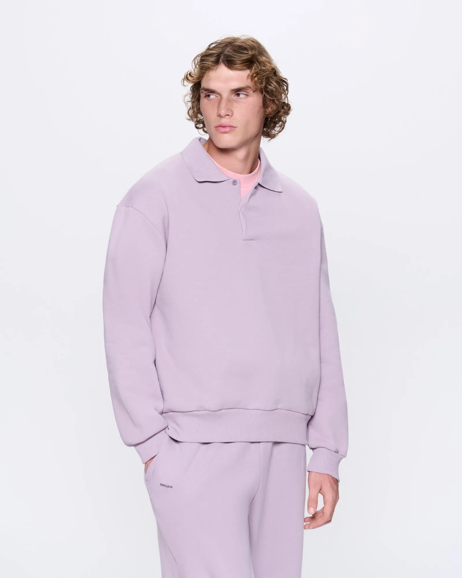 Mens DNA Heavyweight Polo Sweatshirt—raisin purple sold by Pangaia product image thumbnail 3