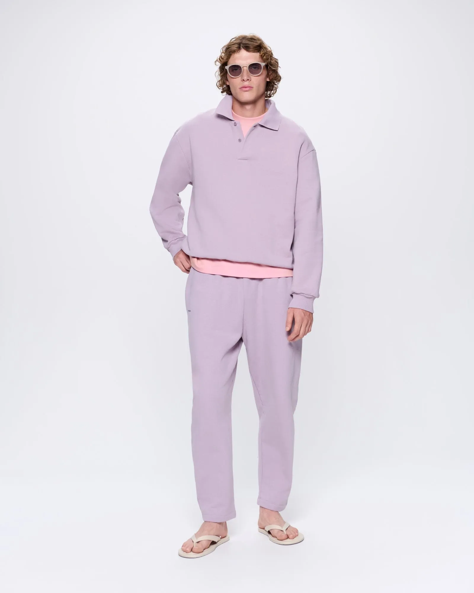 Mens DNA Heavyweight Polo Sweatshirt—raisin purple sold by Pangaia