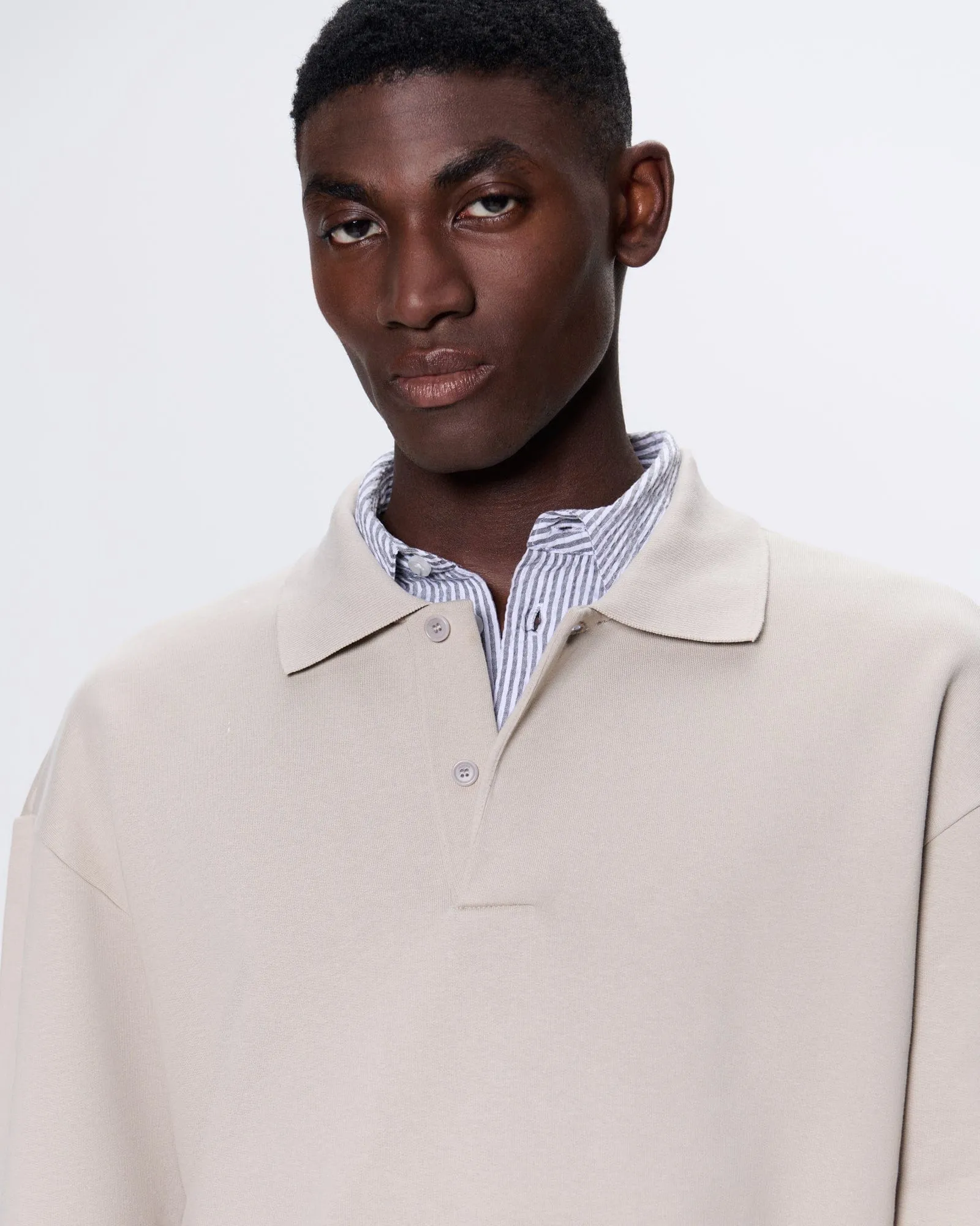 Mens DNA Heavyweight Polo Sweatshirt—stone sold by Pangaia product image thumbnail 4