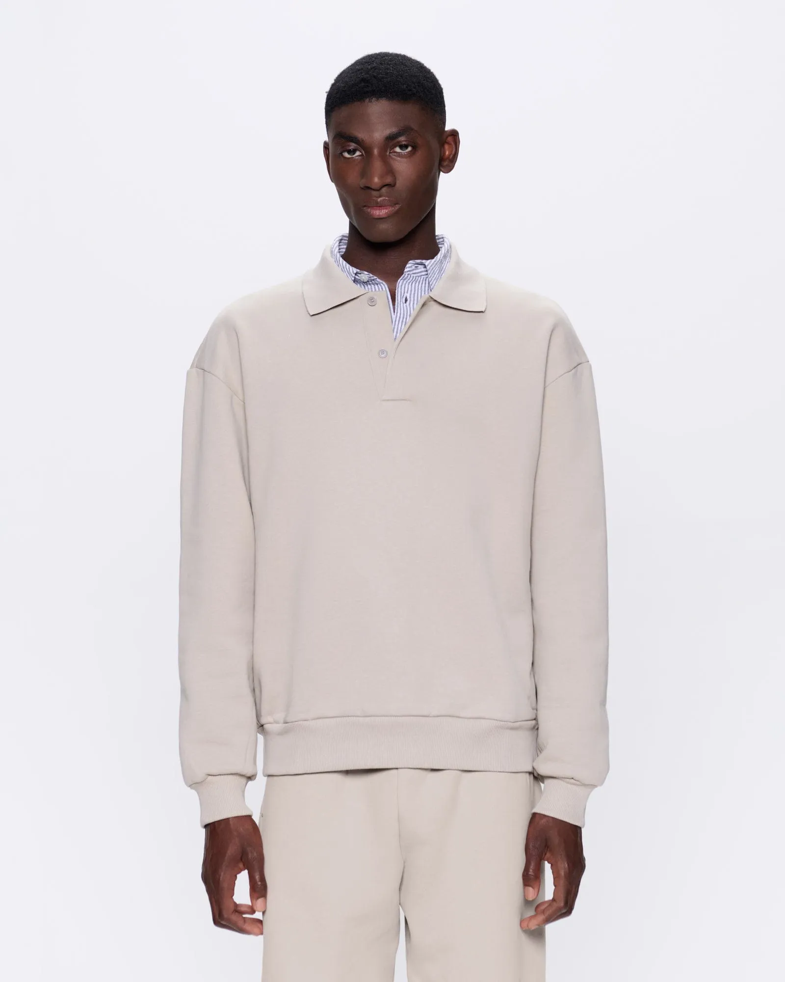 Mens DNA Heavyweight Polo Sweatshirt—stone sold by Pangaia product image thumbnail 3