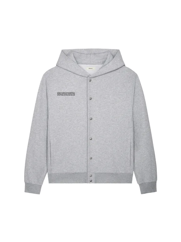 Mens 365 Midweight Snap Button Hoodie—grey marl sold by Pangaia