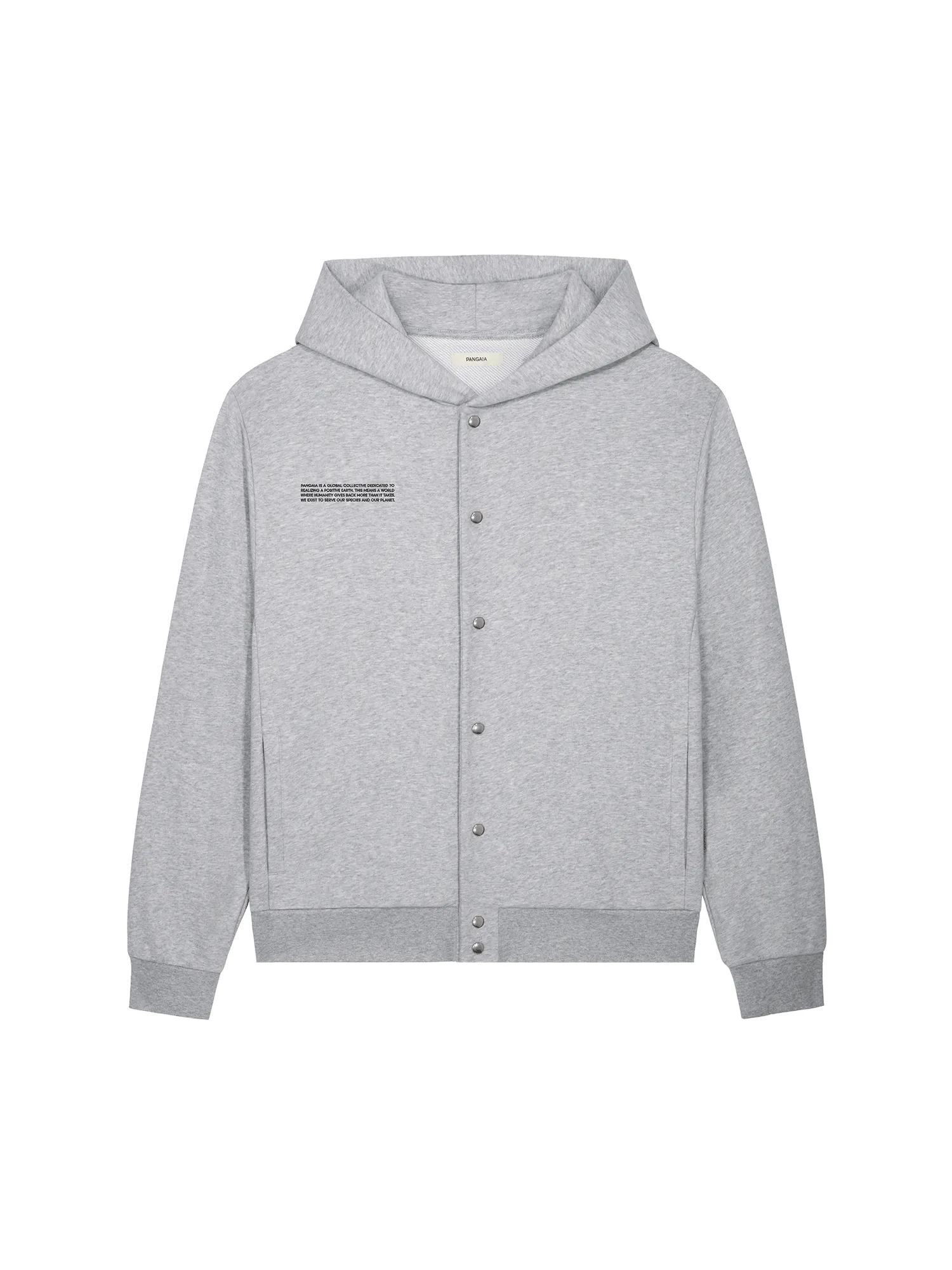 Mens 365 Midweight Snap Button Hoodie—grey marl sold by Pangaia