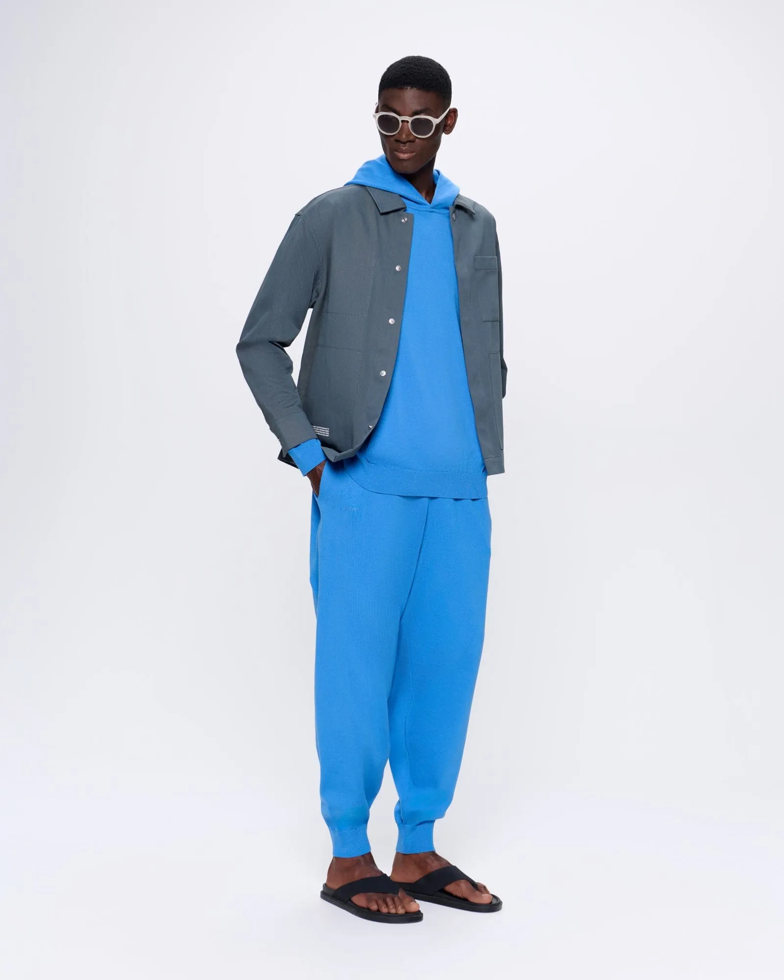 Mens DNA Knitted Track Pants—geyser blue sold by Pangaia