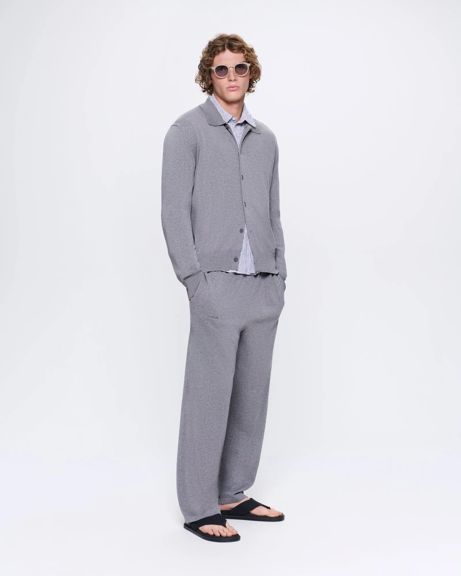 Mens DNA Knitted Straight Leg Track Pants—grey marl sold by Pangaia