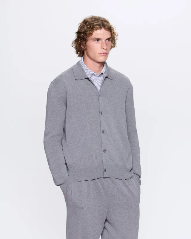 Mens DNA Knitted Collared Shirt—grey marl sold by Pangaia