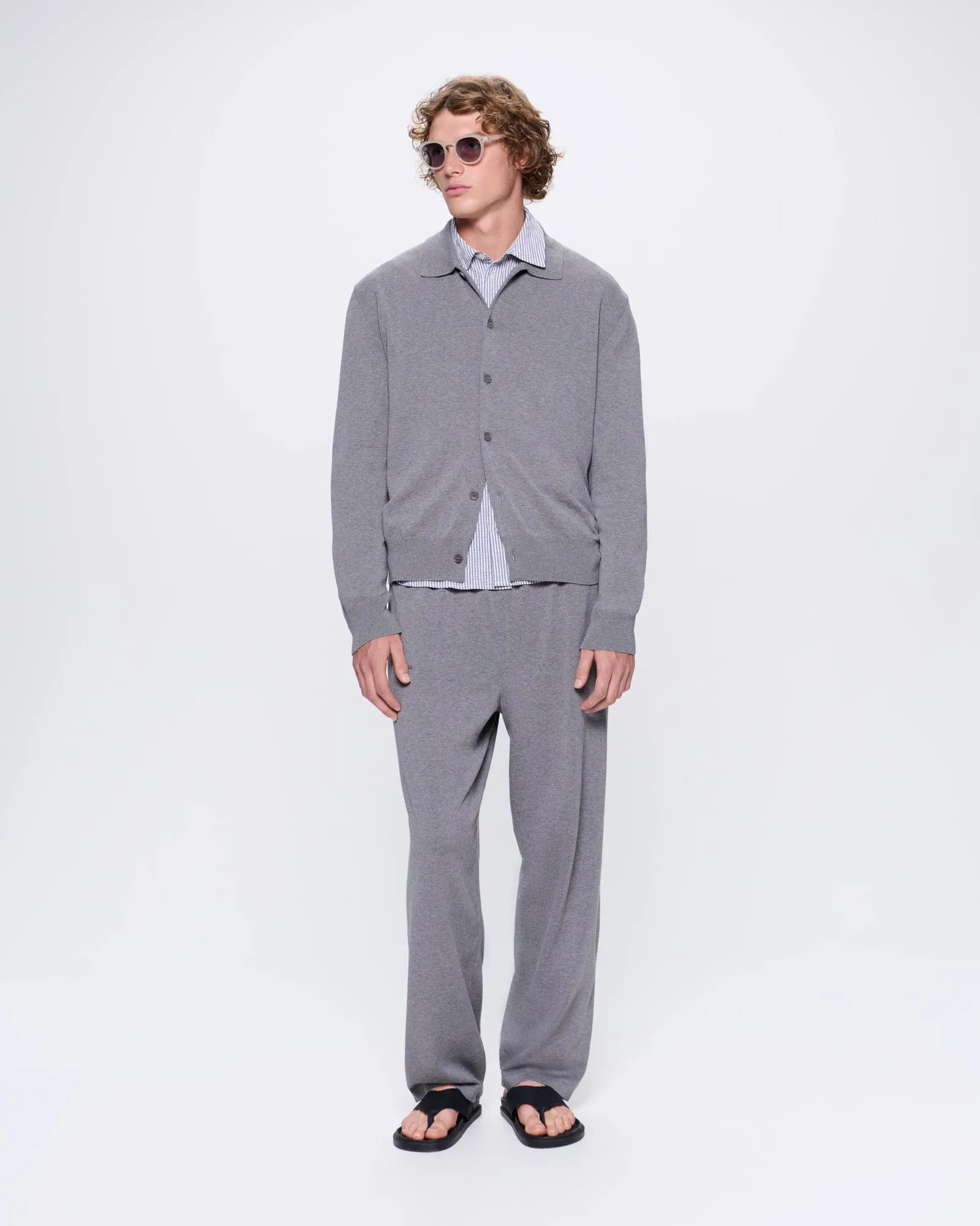 Mens DNA Knitted Collared Shirt—grey marl sold by Pangaia product image thumbnail 3