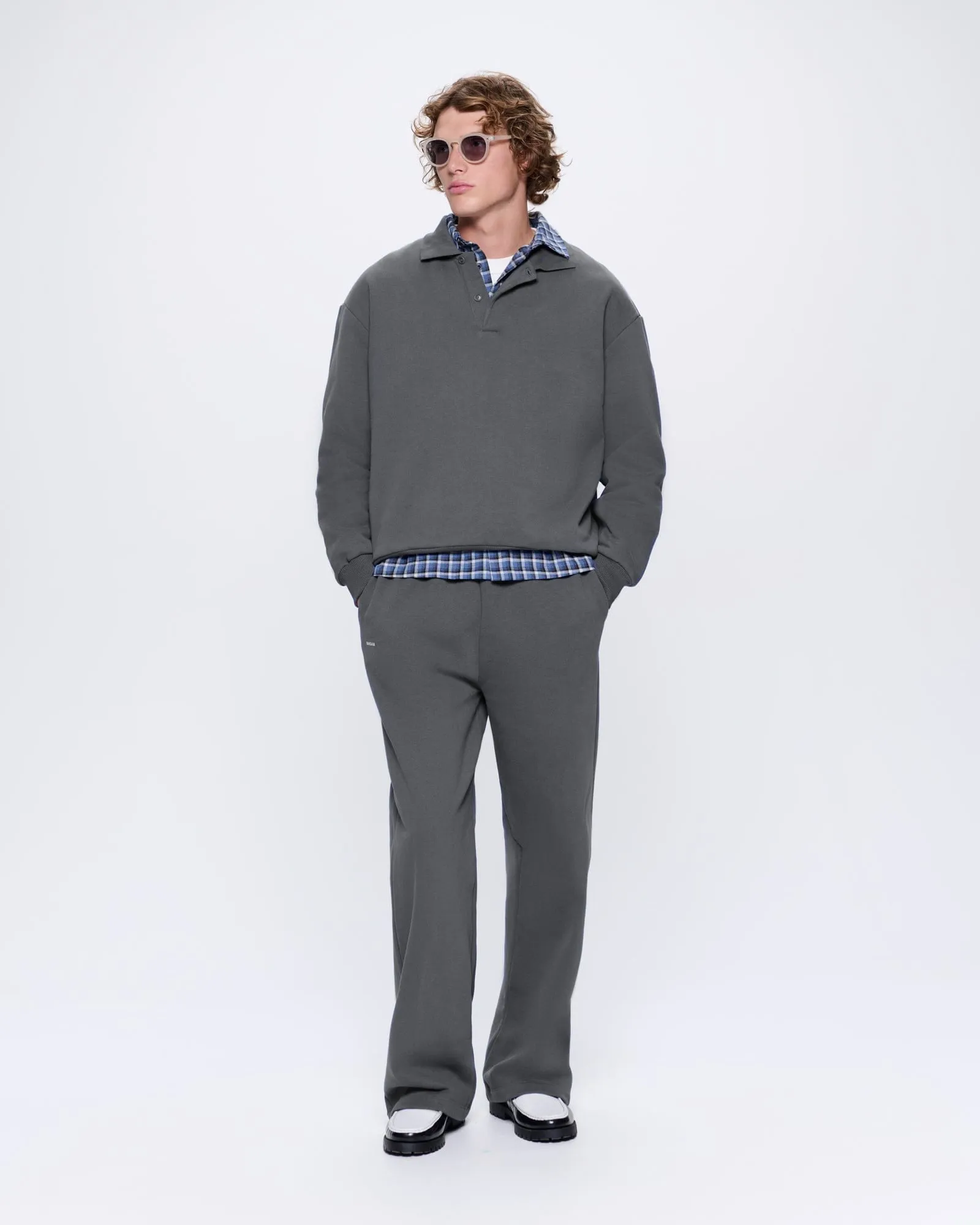 Mens DNA Heavyweight Polo Sweatshirt—atmosphere grey sold by Pangaia product image thumbnail 3