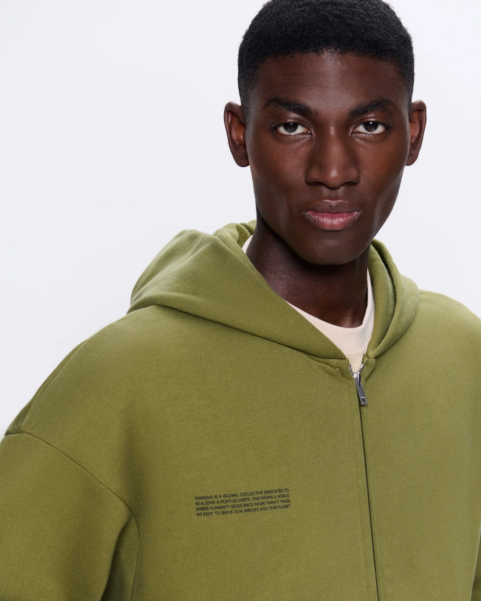 Mens DNA Heavyweight Zipped Hoodie—highland green sold by Pangaia product image thumbnail 5