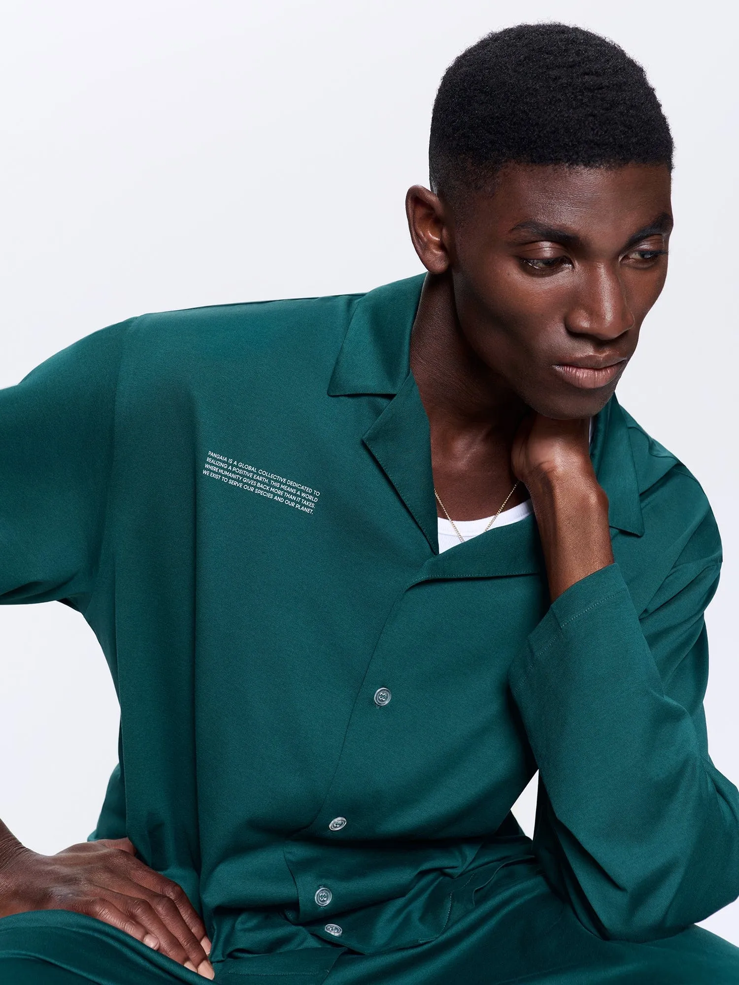 Archive Mens 365 Lightweight Long Pyjama Set—foliage green sold by Pangaia product image thumbnail 3