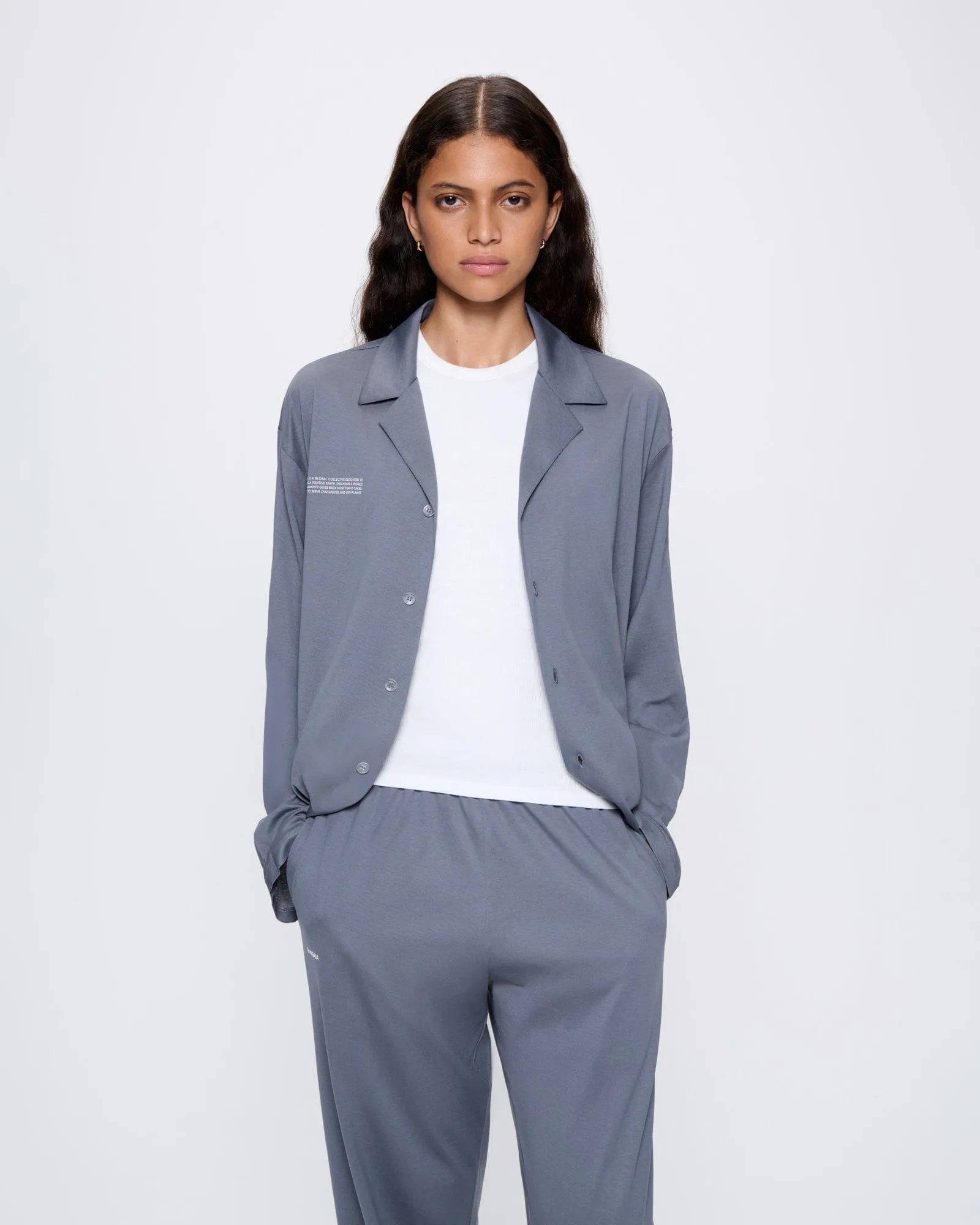 Womens 365 Lightweight Long Pyjama Set—atmosphere grey sold by Pangaia product image thumbnail 3