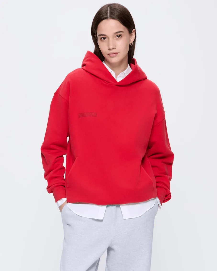 Womens 365 Midweight Hoodie—Goji red sold by Pangaia