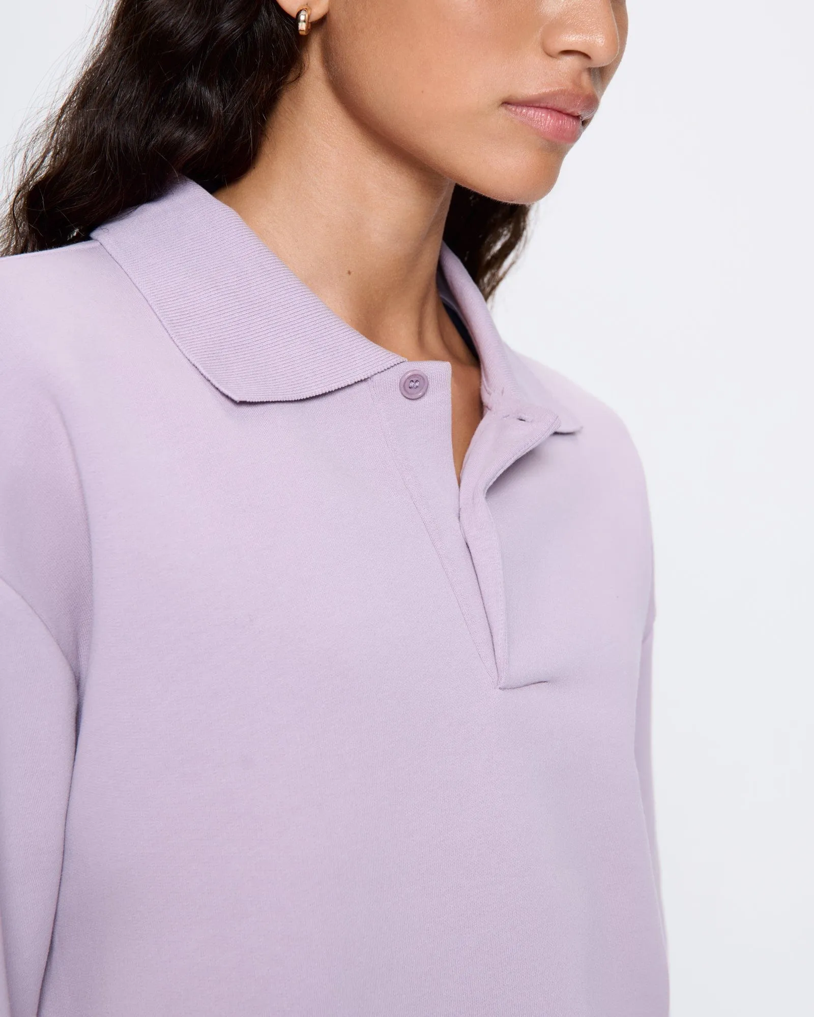 Womens DNA Heavyweight Polo Sweatshirt—raisin purple sold by Pangaia product image thumbnail 4