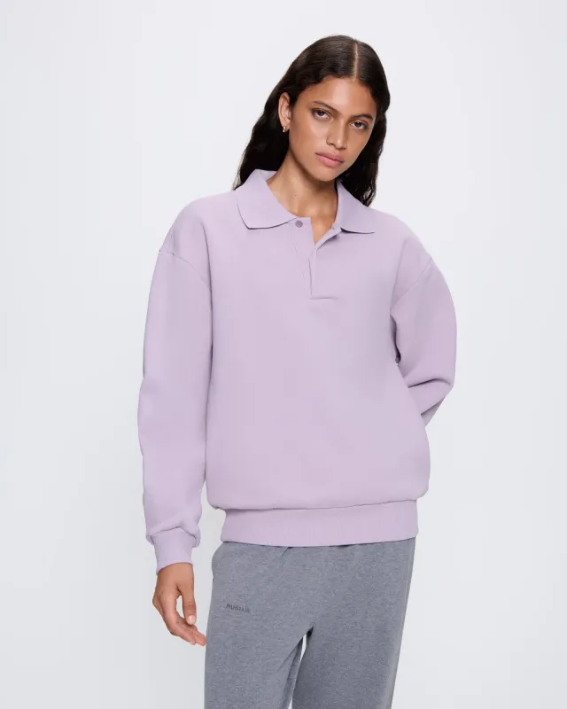 Womens DNA Heavyweight Polo Sweatshirt—raisin purple sold by Pangaia