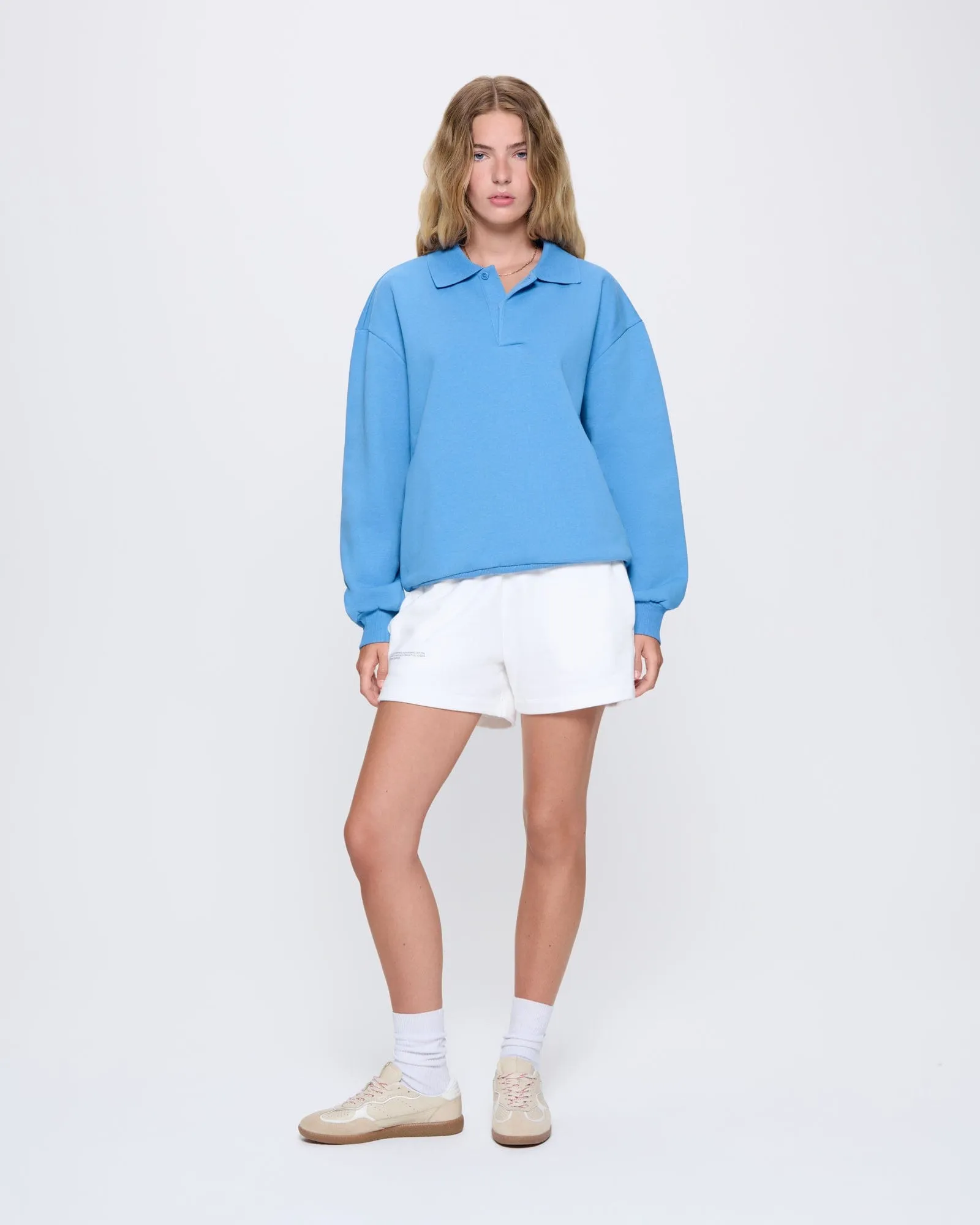 Womens DNA Heavyweight Polo Sweatshirt—summit blue sold by Pangaia product image thumbnail 3