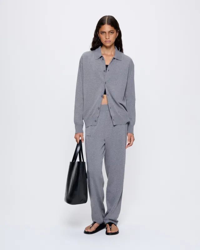 Archive Womens DNA Knitted Straight Leg Track Pants—grey marl made by Pangaia