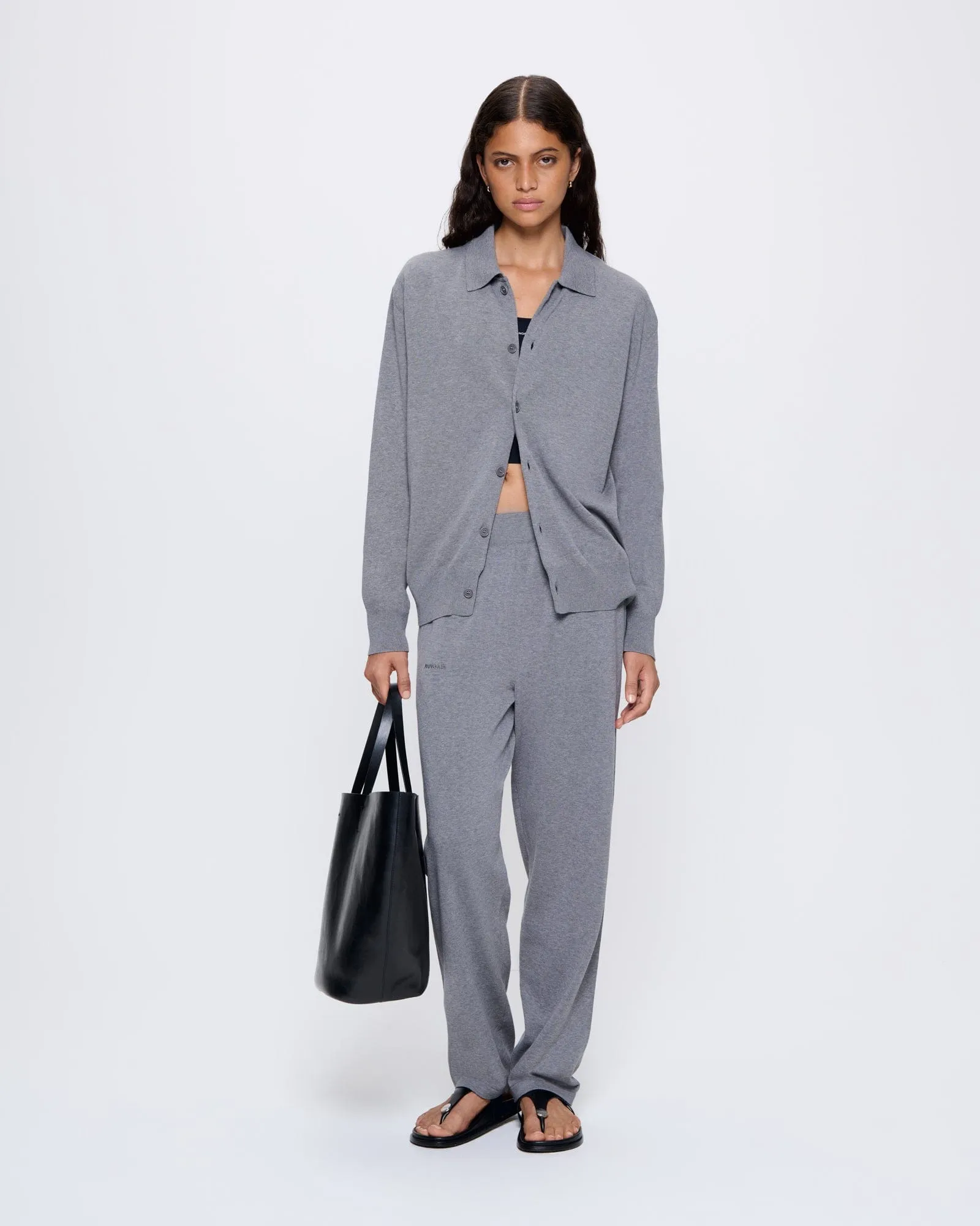 Archive Womens DNA Knitted Straight Leg Track Pants—grey marl sold by Pangaia