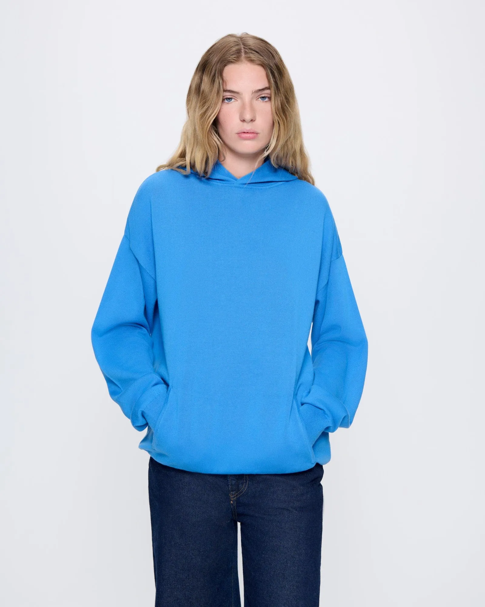 Womens DNA Knitted Hoodie—geyser blue sold by Pangaia