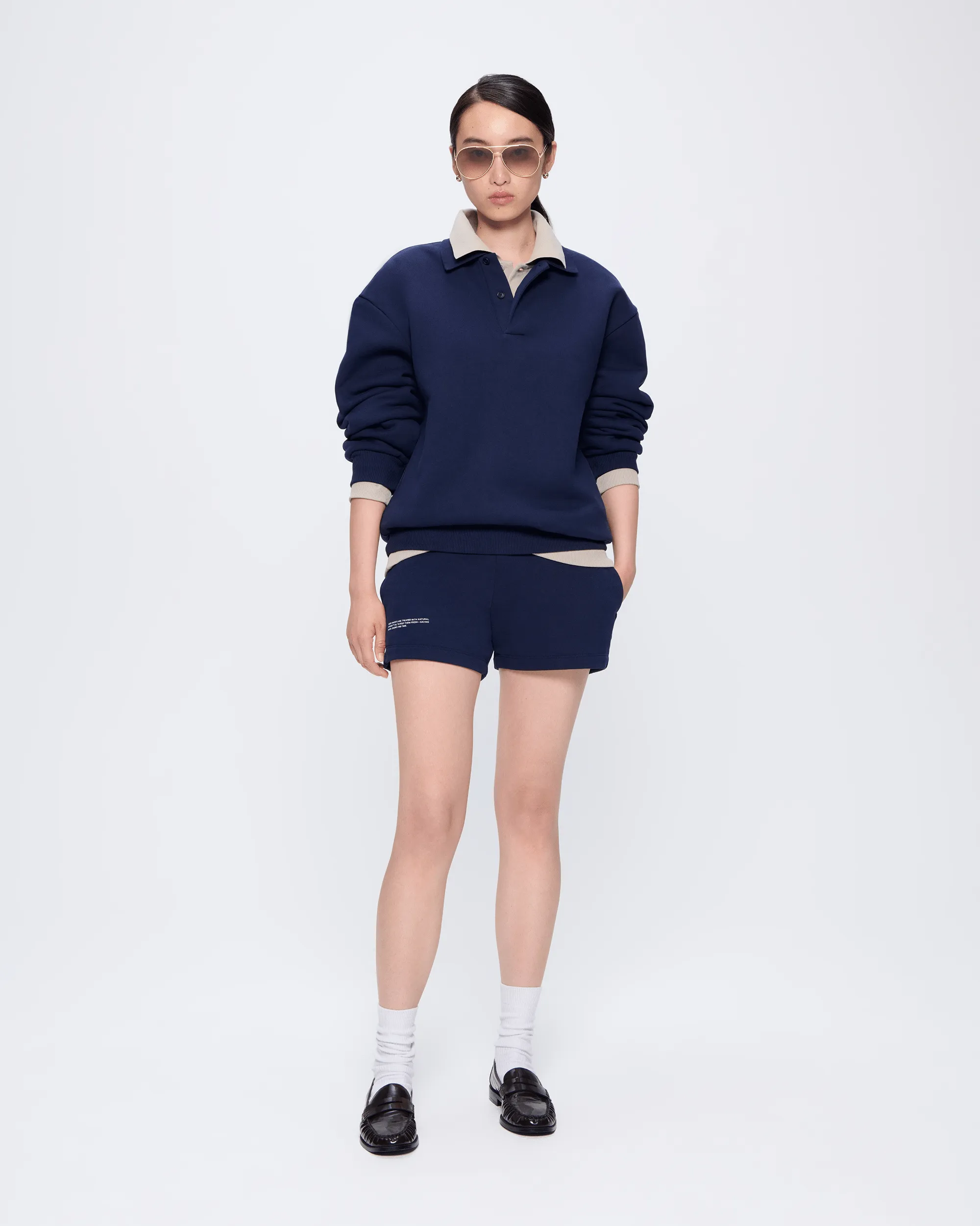 Womens DNA Heavyweight Polo Sweatshirt—navy sold by Pangaia product image thumbnail 3