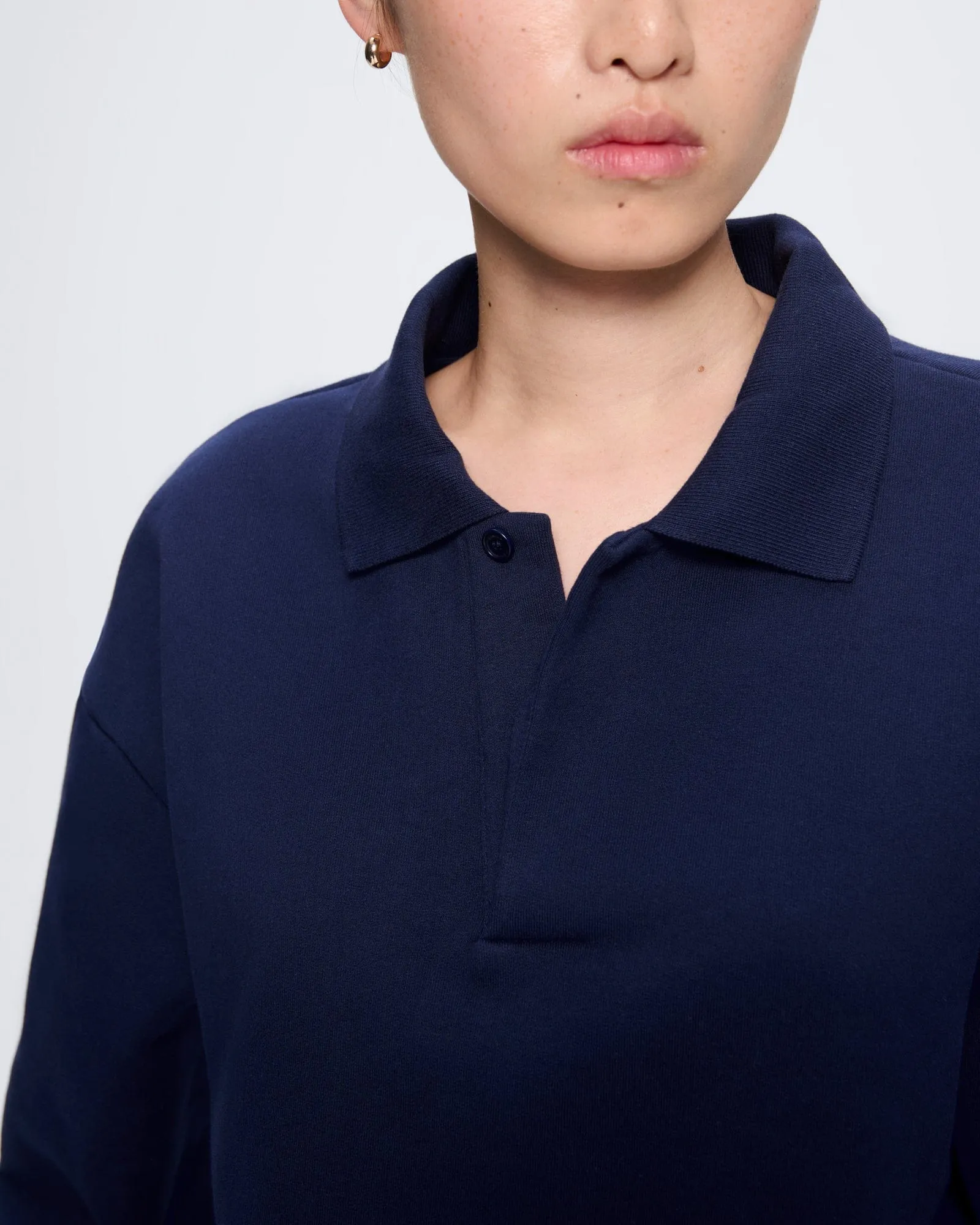 Womens DNA Heavyweight Polo Sweatshirt—navy sold by Pangaia product image thumbnail 4