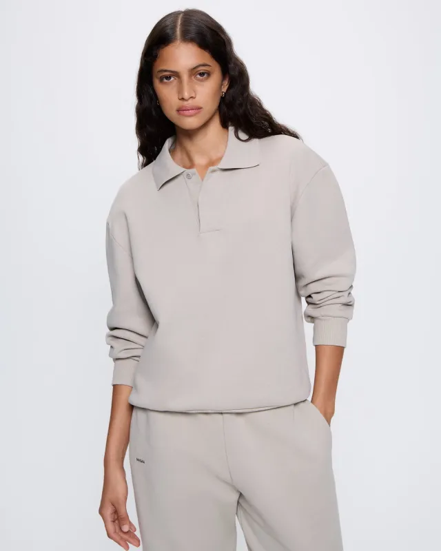 Womens DNA Heavyweight Polo Sweatshirt—stone sold by Pangaia