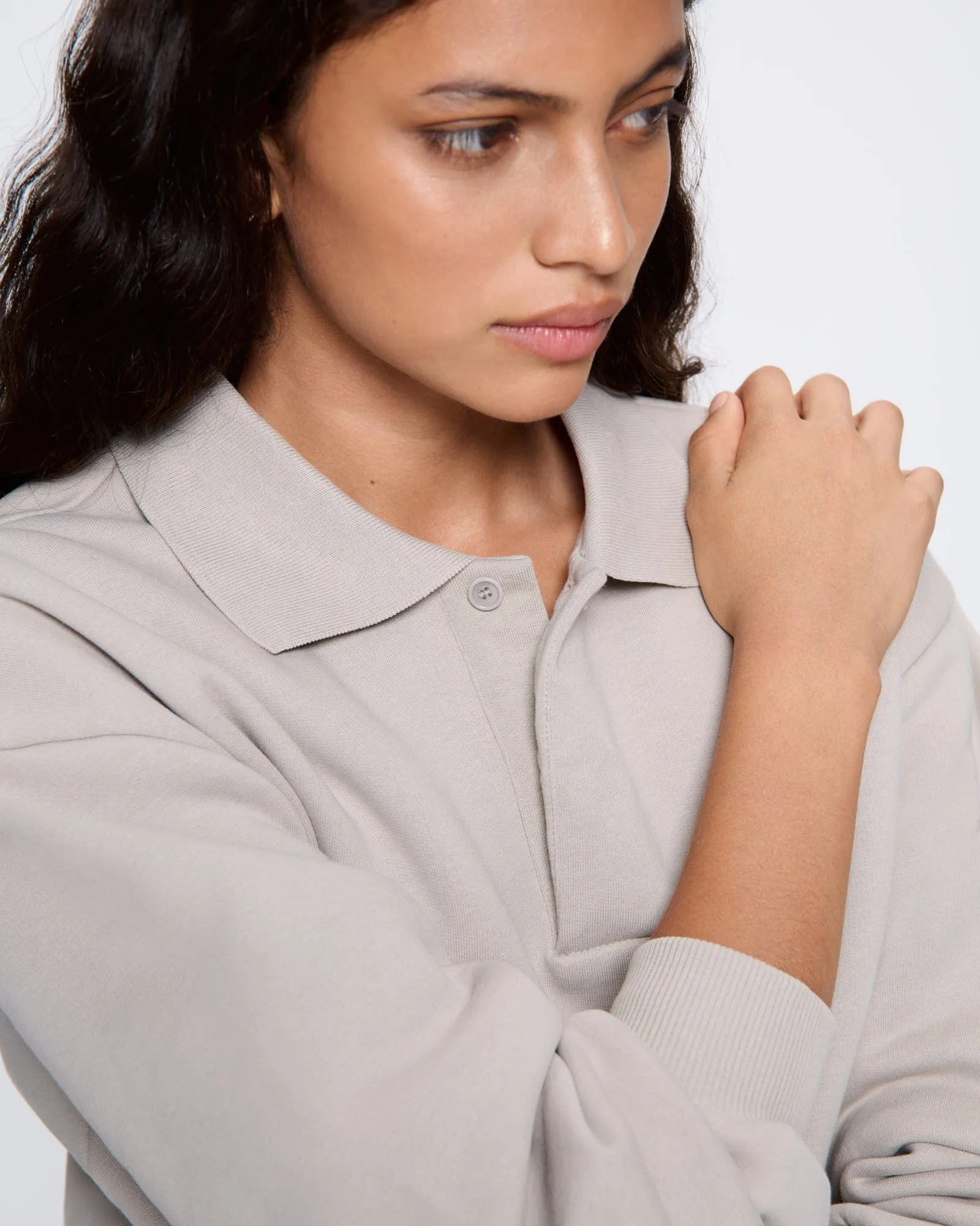 Womens DNA Heavyweight Polo Sweatshirt—stone sold by Pangaia product image thumbnail 4