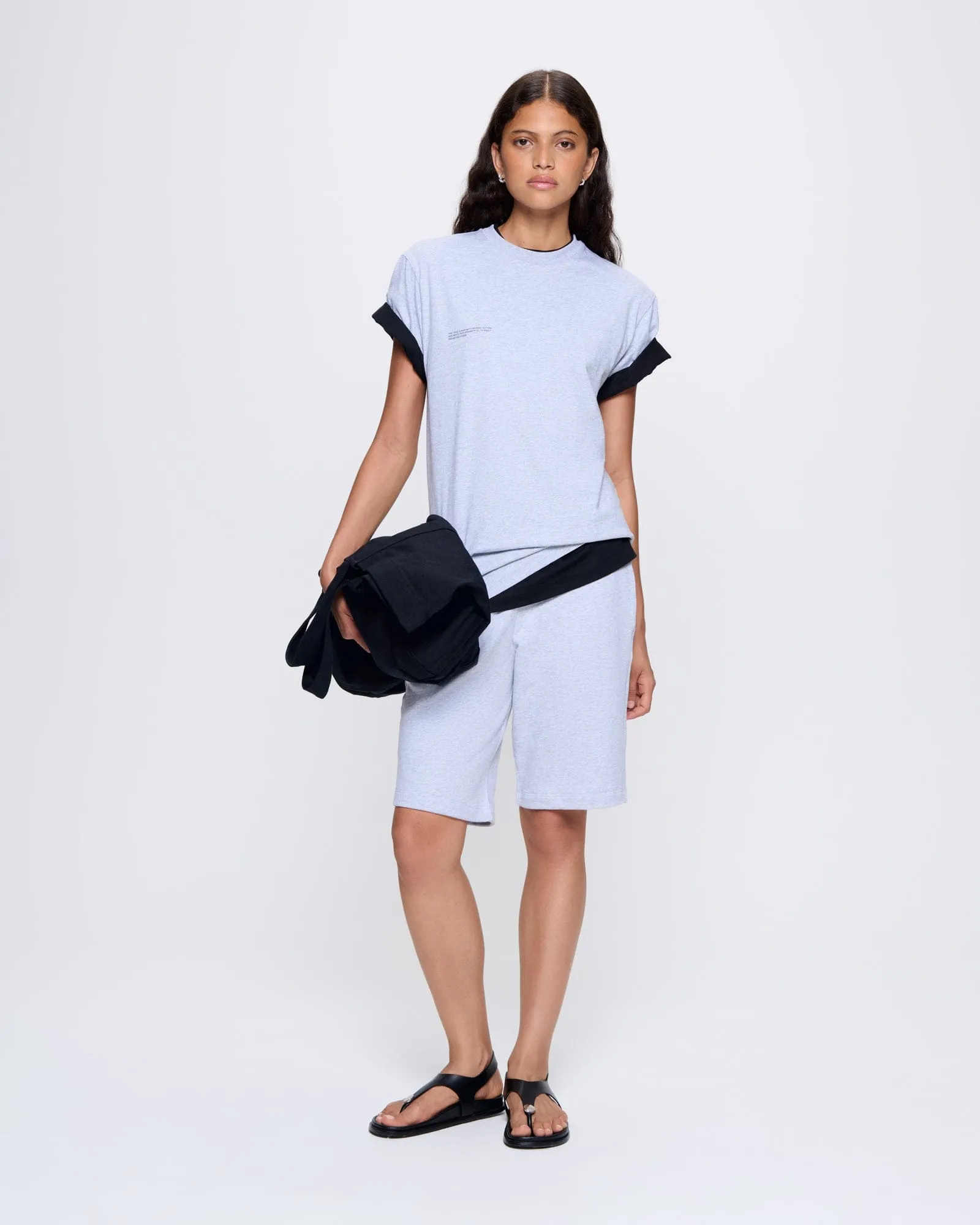 Womens 365 Midweight Long Shorts—grey marl sold by Pangaia