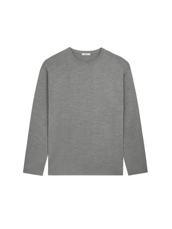 Womens Regenerative Merino Wool Sweater—grey marl sold by Pangaia