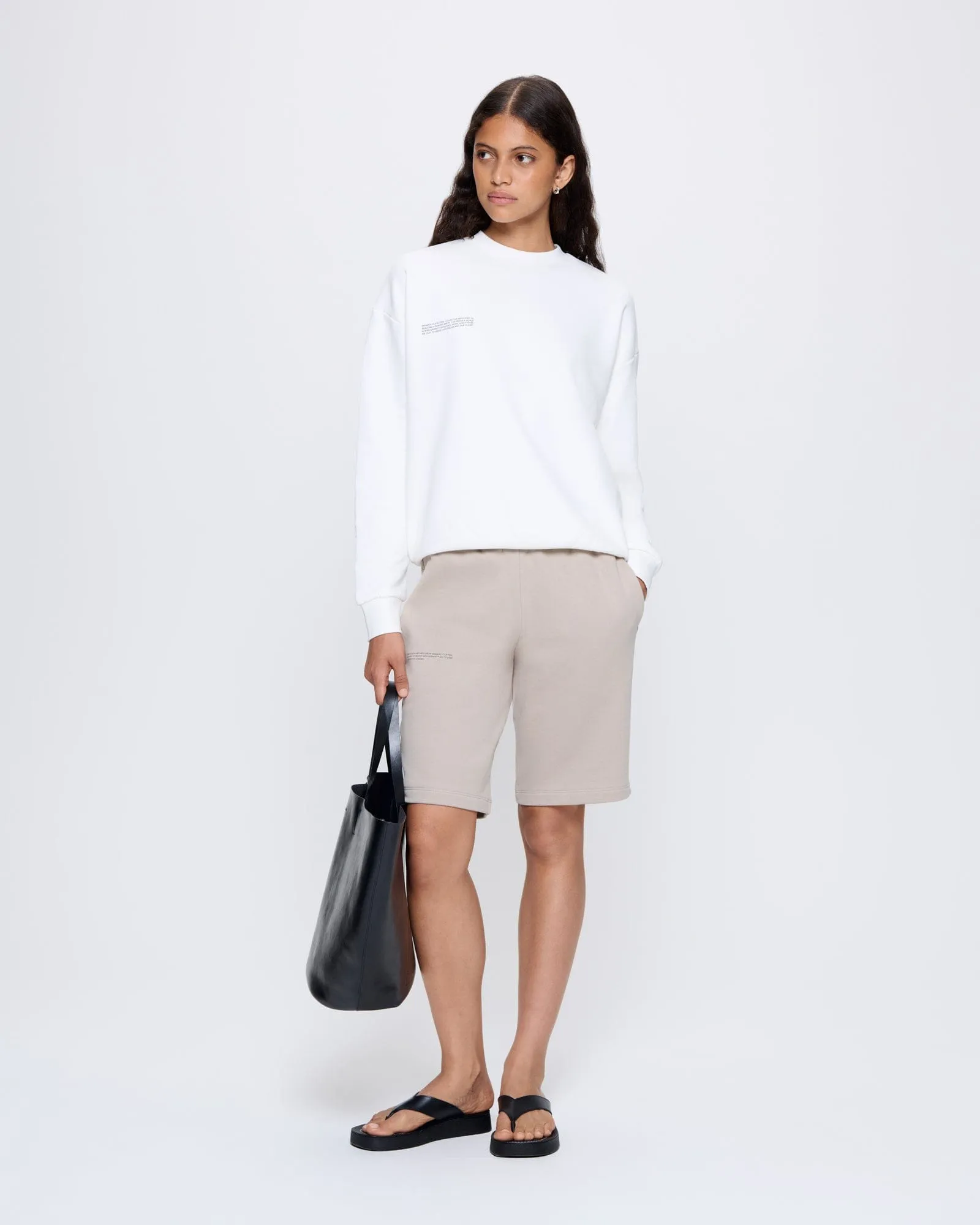 Womens 365 Midweight Long Shorts—stone sold by Pangaia