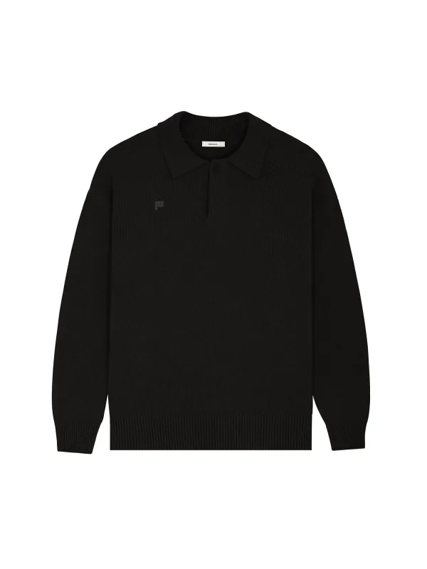 Archive Mens Recycled Cashmere Polo Sweater—black sold by Pangaia