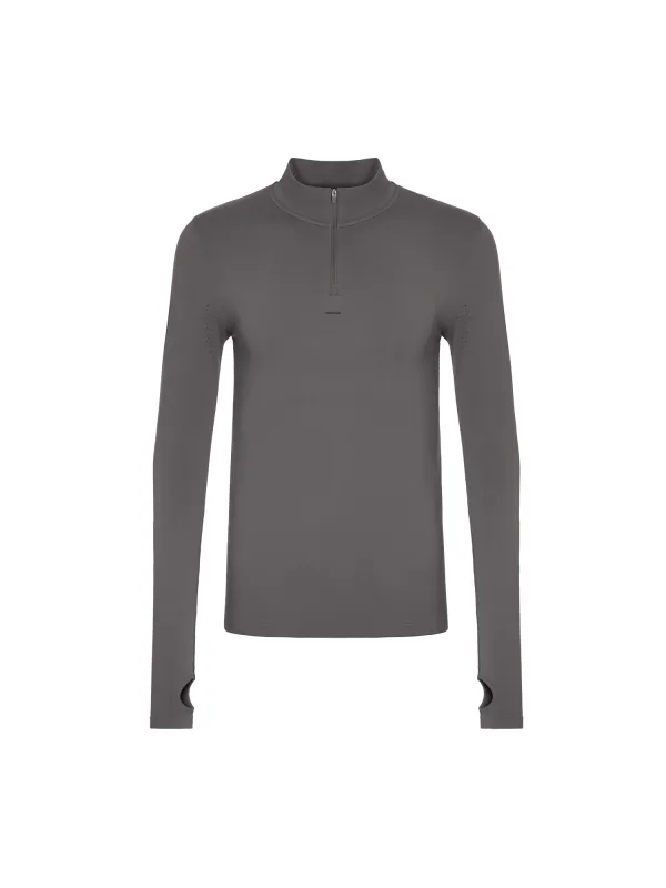 Archive Mens Plant-Stretch Long Sleeve Half-Zip Top—Volcanic Grey sold by Pangaia
