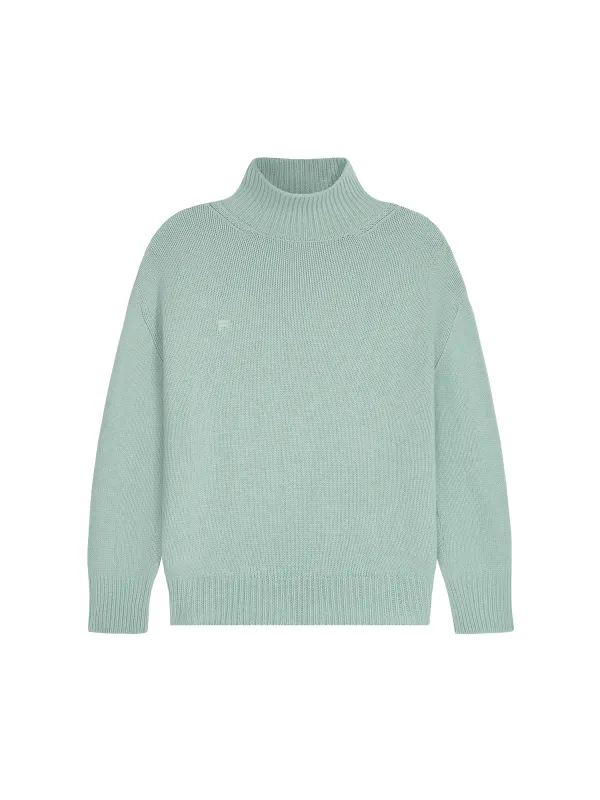 Men's Recycled Cashmere Turtleneck Sweater—eucalyptus blue sold by Pangaia