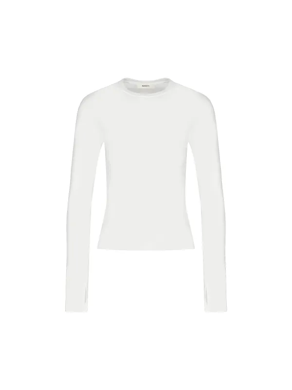 Women's 365 Cotton Stretch Long-Sleeved Top—off-white made by Pangaia