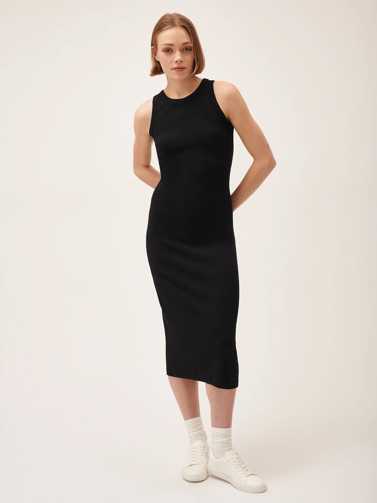 Womens 365 Lightweight Rib Tank Dress—black sold by Pangaia