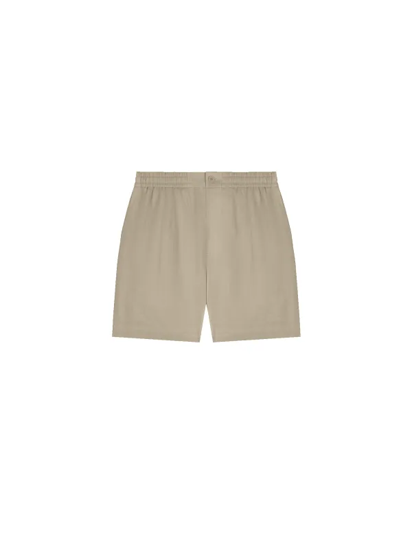 Womens DNA Linen Mid Length Shorts—cliff beige sold by Pangaia