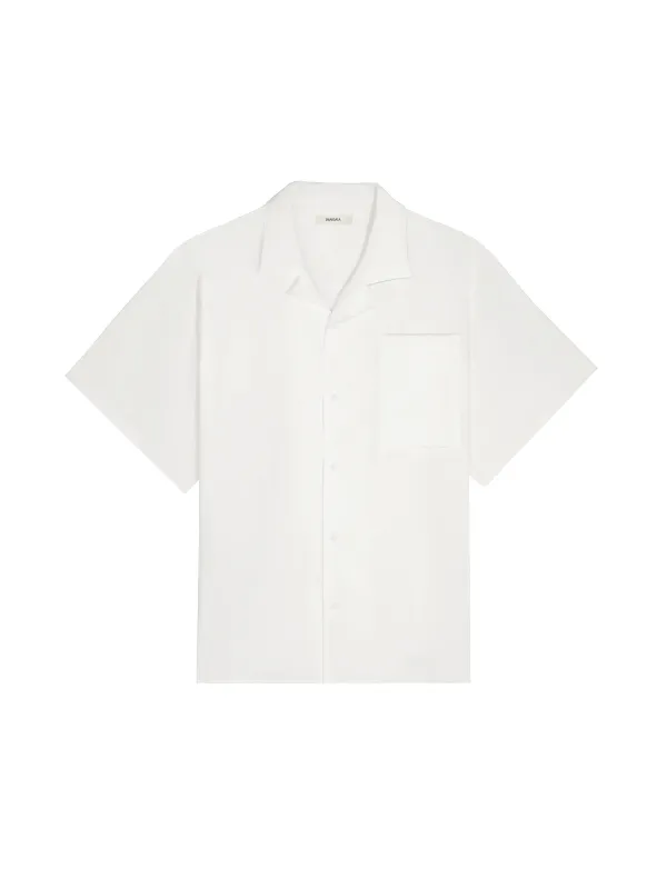 Womens Aloe Linen Camp Collar Shirt—off-white sold by Pangaia