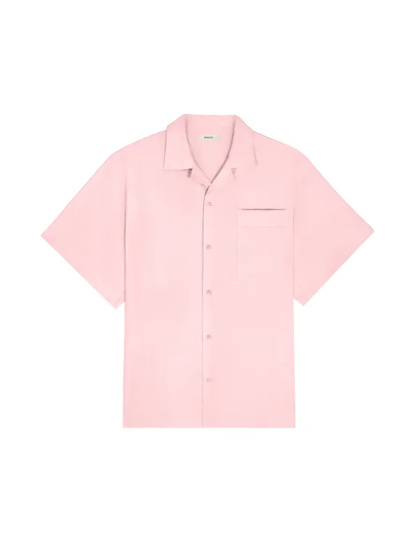 Womens Aloe Linen Camp Collar Shirt—magnolia pink sold by Pangaia