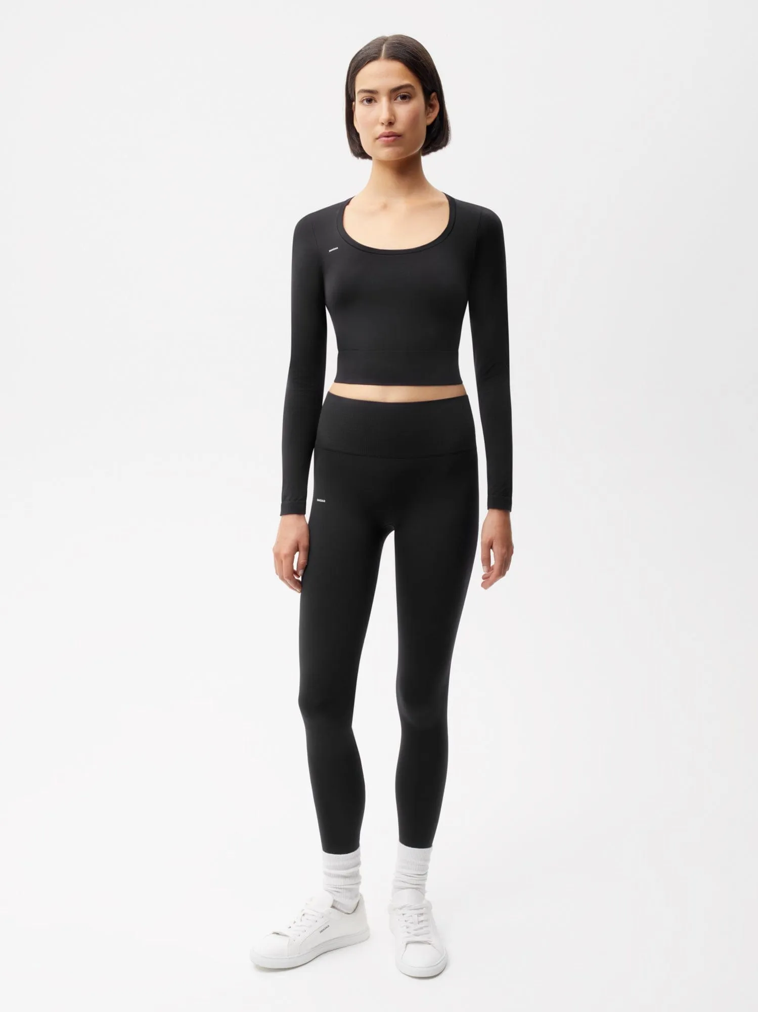 Archive Womens Plant-Stretch Long Sleeve Cropped Top—black sold by Pangaia product image thumbnail 5