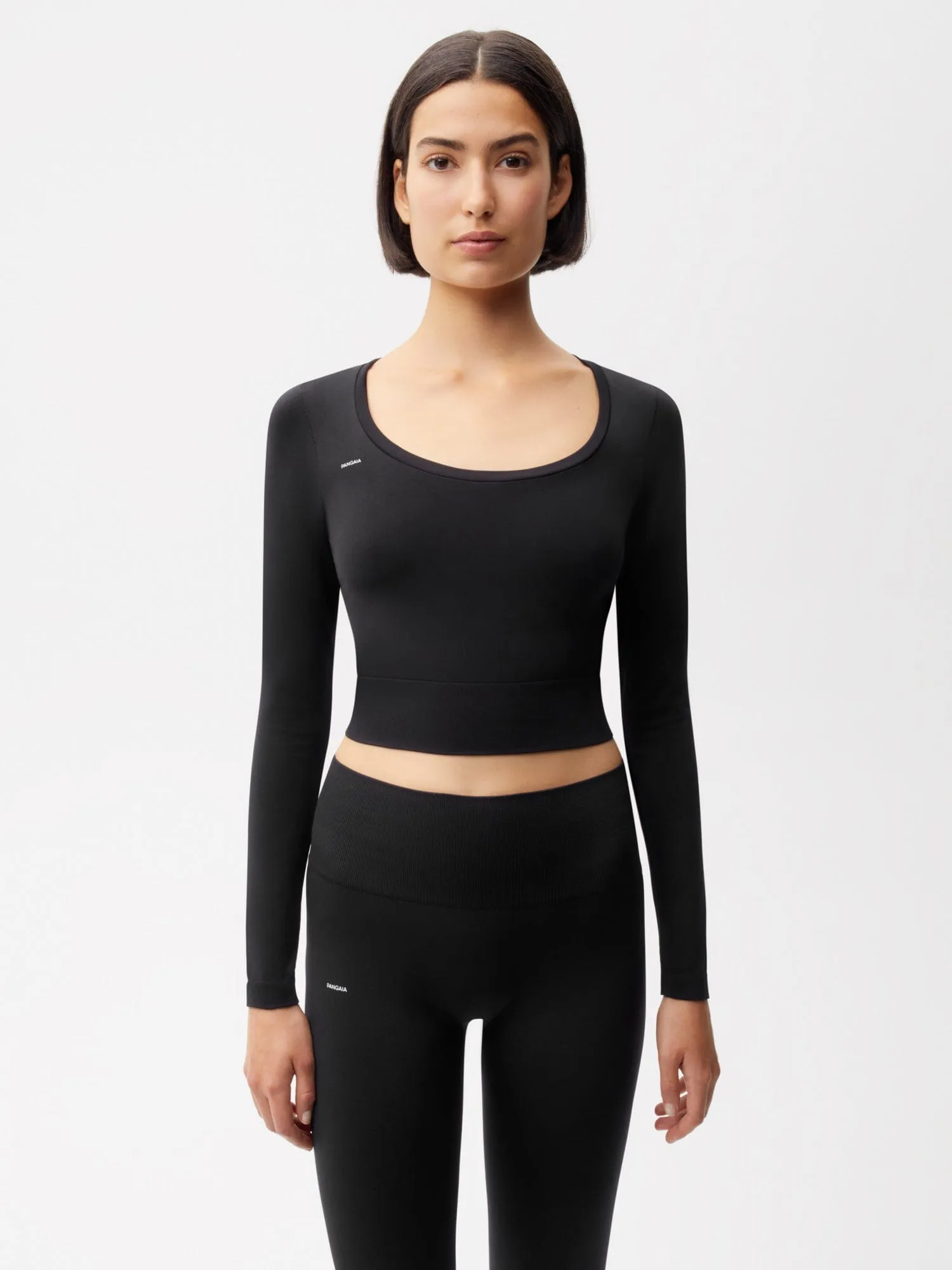 Archive Womens Plant-Stretch Long Sleeve Cropped Top—black sold by Pangaia product image thumbnail 2