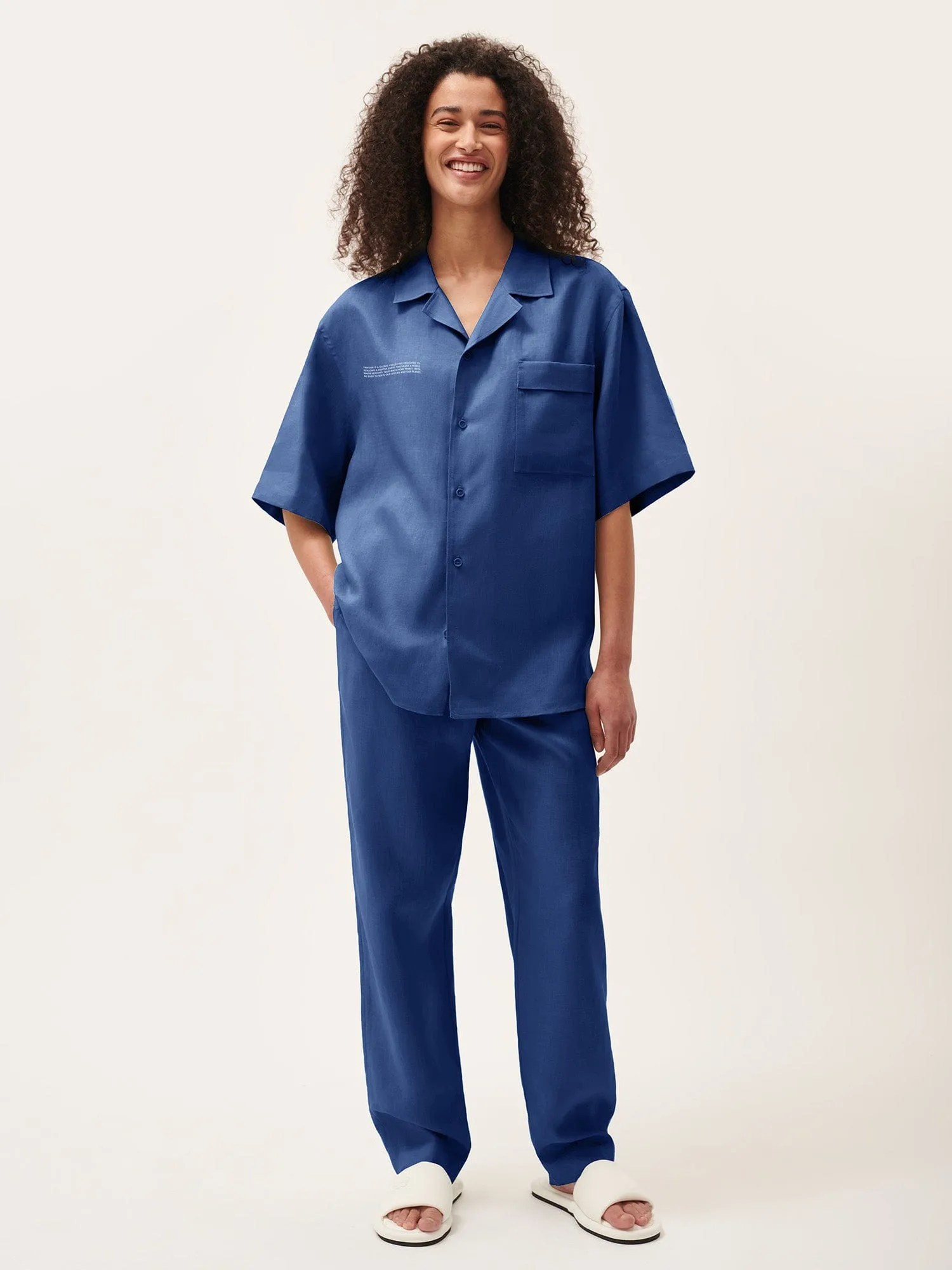 Women's DNA Linen Trousers—lapis blue sold by Pangaia product image thumbnail 2