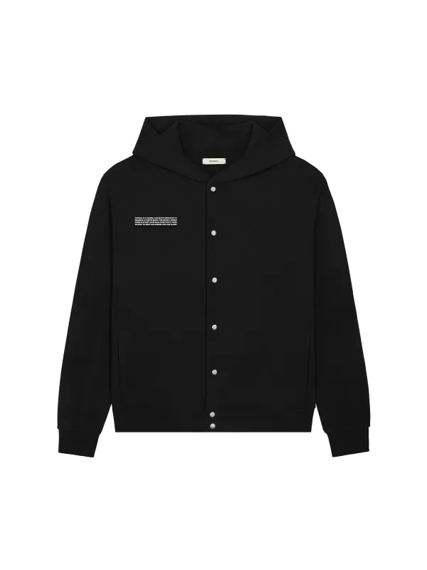 Mens 365 Midweight Snap Button Hoodie—Twilight Black sold by Pangaia