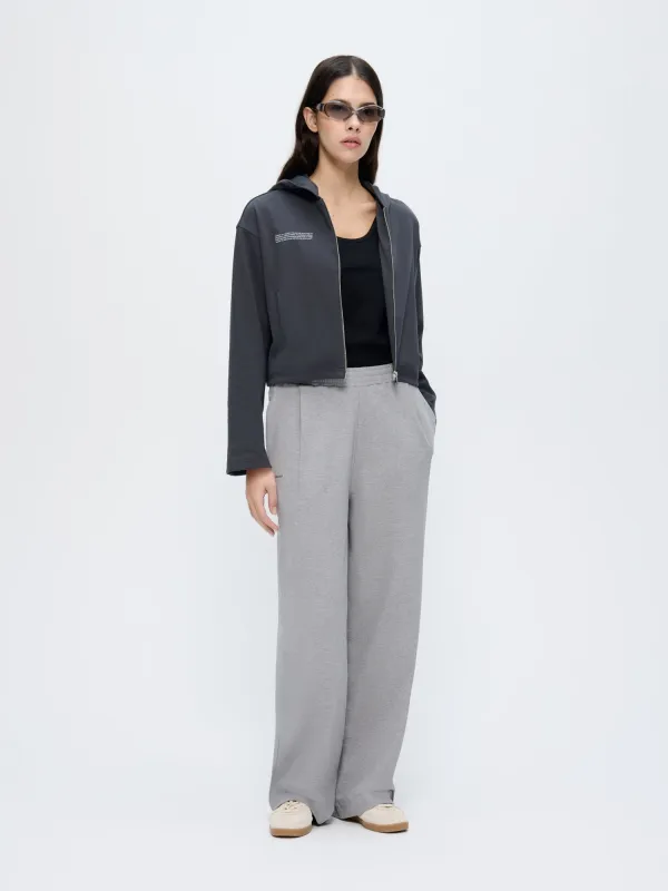 Womens Double Jersey Pleated Trousers—Grey Marl sold by Pangaia