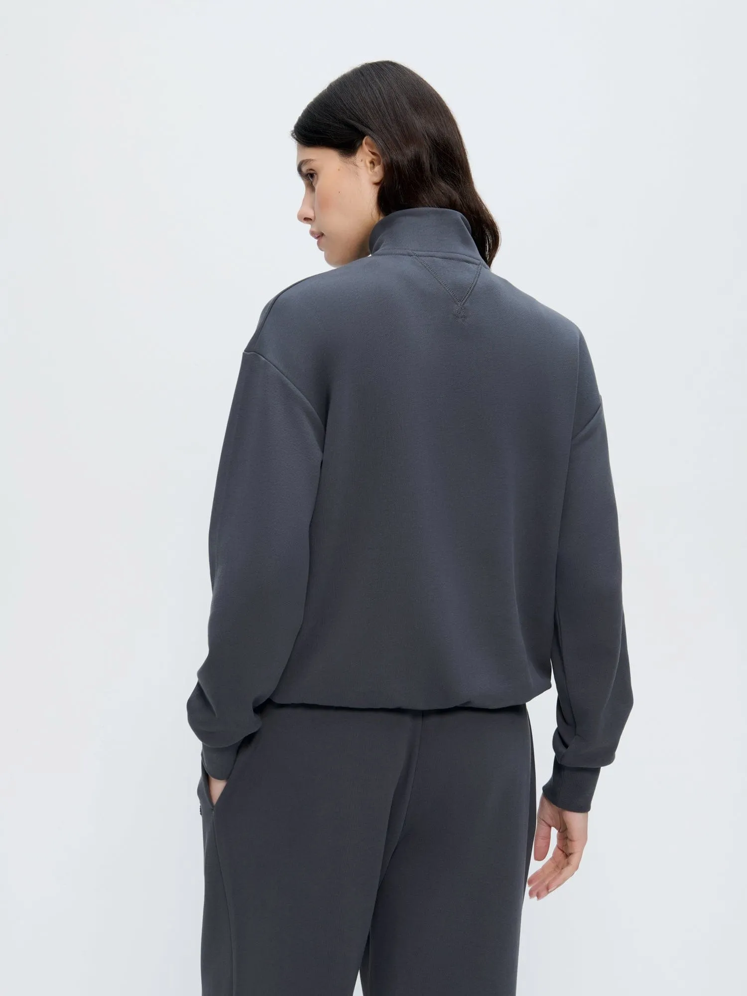 Womens Half Zip Sweatshirt—Smoked Black sold by Pangaia product image thumbnail 3