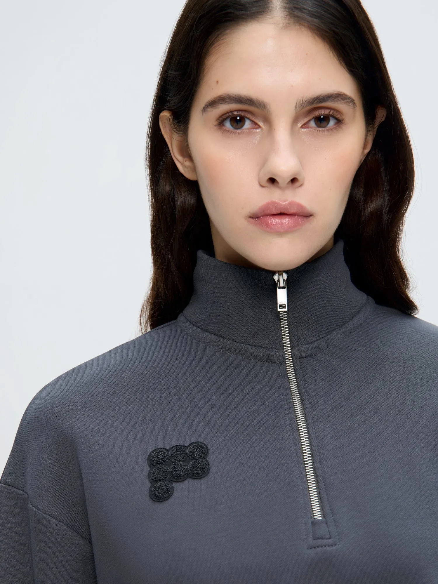 Womens Half Zip Sweatshirt—Smoked Black sold by Pangaia product image thumbnail 4