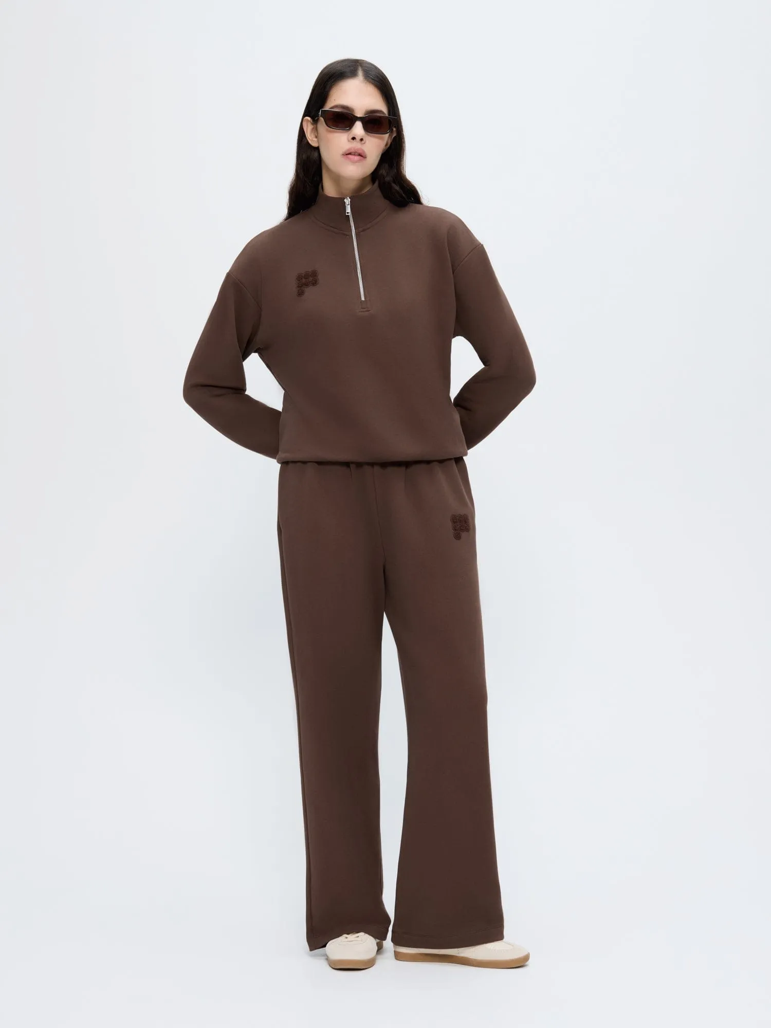 Womens Half Zip Sweatshirt—Mahogany Brown sold by Pangaia product image thumbnail 3